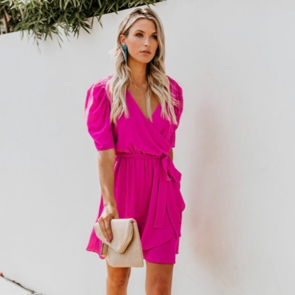 Fuchsia colored ruffle dress